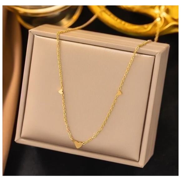 Dainty hearts Necklace - Gold - 16-18" - Picture 1 of 1